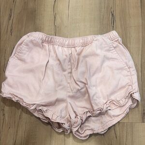 Crewcuts Light Pink Casual Shorts with Elastic Waistband and Ruffled Edges